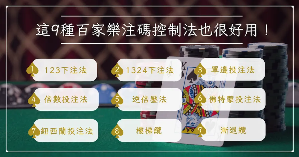 什麼是百家樂平注法?想要穩贏還有這 9 種投注策略! 4 這 9 種百家樂注碼控制法也很好用!