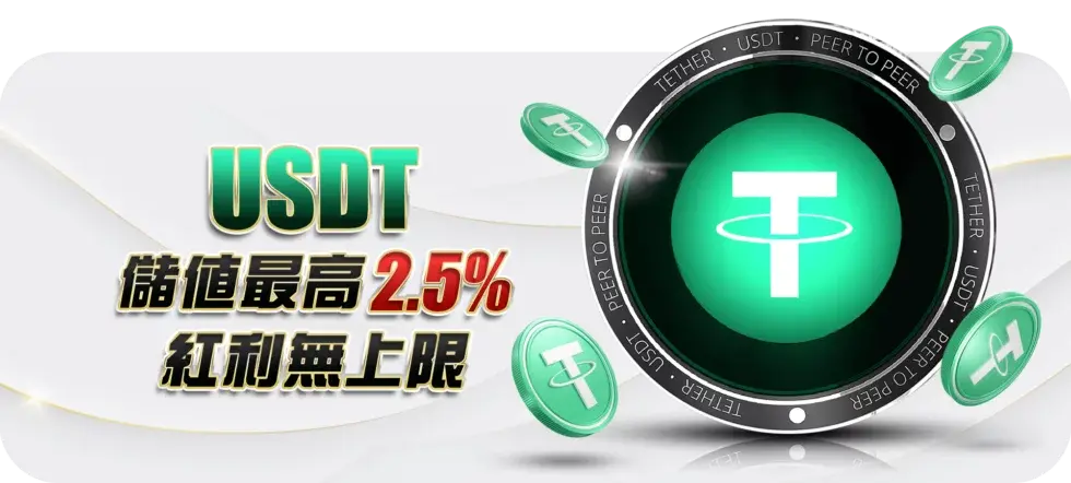 2025年線上娛樂城USDT儲值推薦|五大優質平台不容錯過 4 USDT儲值最高2.5%,紅利無上限